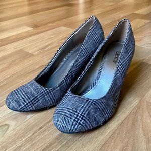 Dexter Wedge Heel, Black and White Plaid